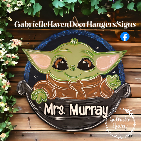 Baby Yoda Teacher Sign with 3D personalization