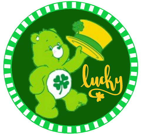 Care Bears St Patrick's Day Striped Round Design with 3D Lucky