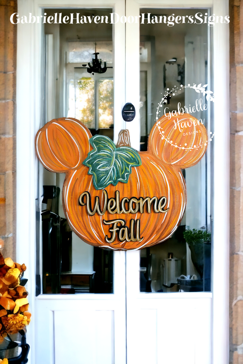 Welcome Pumpkin Door Hanger - Crafts Next Door