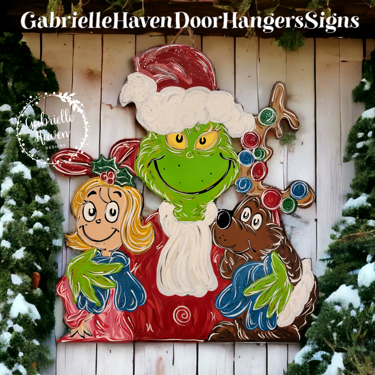 Merry Grinch Mas Door Hanger | Christmas Door Hanger | Grinch Sign | popular Christmas Sign