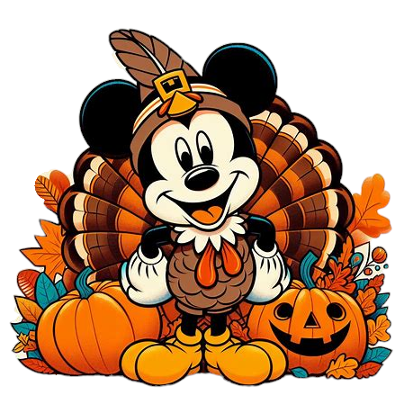 Mickey Turkey with Pumpkins & Leaves 22"