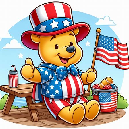 Patriotic Picnic Pooh Bear 22"