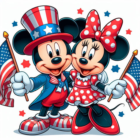 Mickey and Minnie Patriotic Flags, 22"