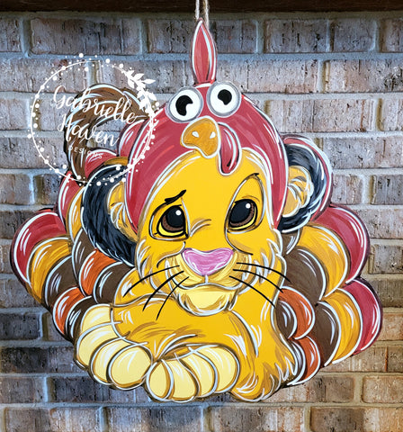 Thanksgiving Door Hanger, Turkey Door Hanger, Simba Lion King Door Hanger Sign