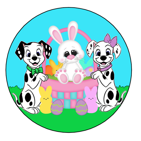101 Dalmatians Boy and Girl with Easter Bunny & Basket