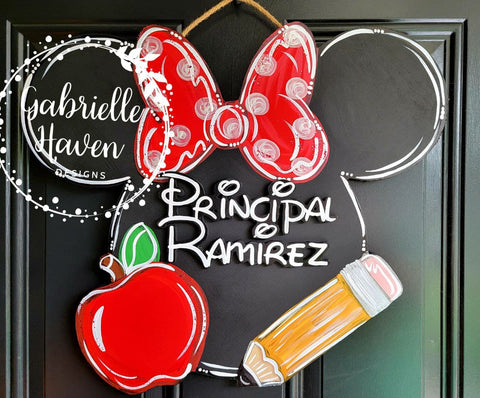 Minnie Teacher Sign with 3D personalization