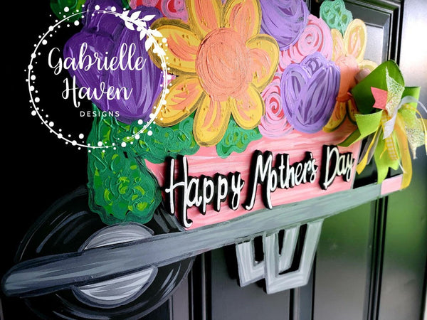 Flower Wagon Door Hanger, Mothers Day Door Hanger