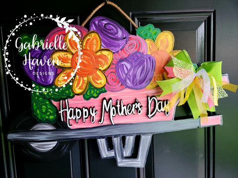 Flower Wagon Door Hanger, Mothers Day Door Hanger