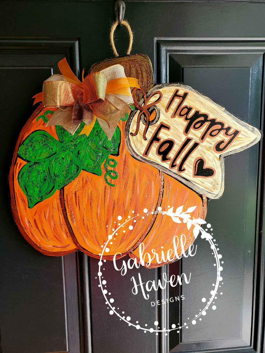 Buy Happy Harvest Cutout, Unfinished Pine Circle, Pumpkin Door Hanger