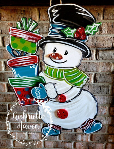 Snowman Door Hanger, Winter Door Hanger, Snowman Door Sign, Snowman Wreath Sign