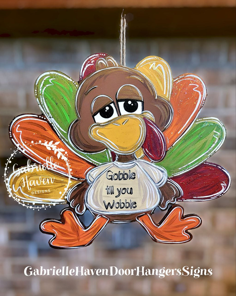 Thanksgiving Turkey Door Hanger Front Door Sign Turkey Decor Gobble