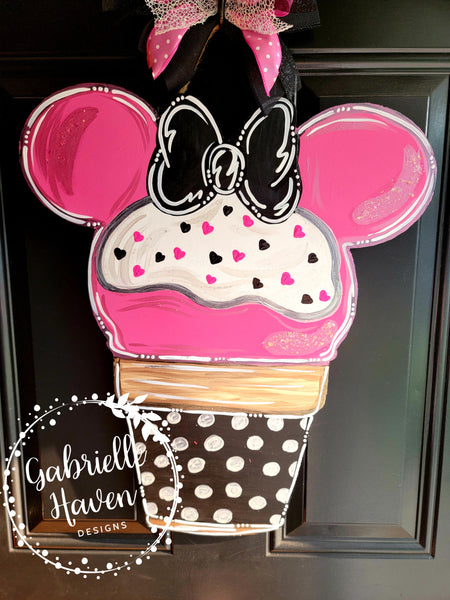 Hot Pink Minnie Mouse Ice Cream Cone