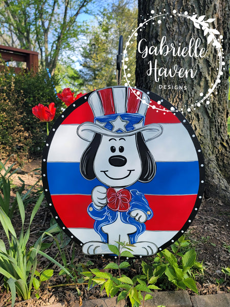 Uncle Sam Snoopy, Striped Round Design