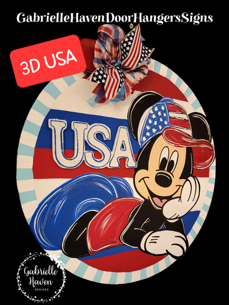 3D USA Patriotic Stripes Mickey Ball Cap