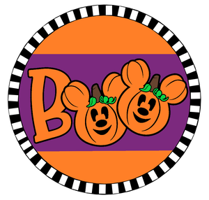 Halloween BOO Mickey Minnie Pumpkins Round