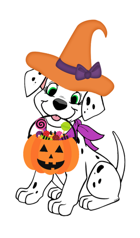 LARGE 30" Halloween Witch Dalmatian (3D Witch Hat)