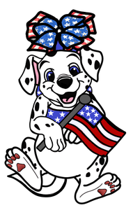 101 Dalmatian Patriotic Bow with Flag