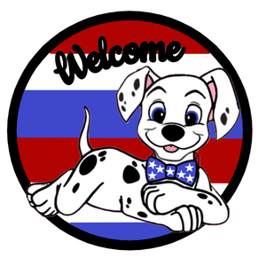 Dalmatians Patriotic Stripes, 3D Welcome