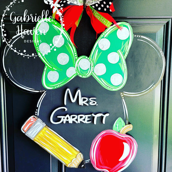 Minnie Teacher Sign with 3D personalization