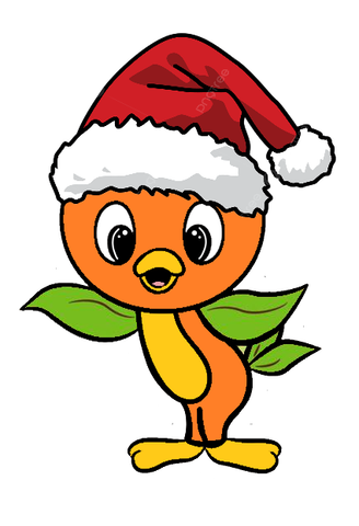 Orange Bird Santa Hat Ornament, 8" height