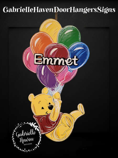 Winnie the Pooh Balloons Baby Sign