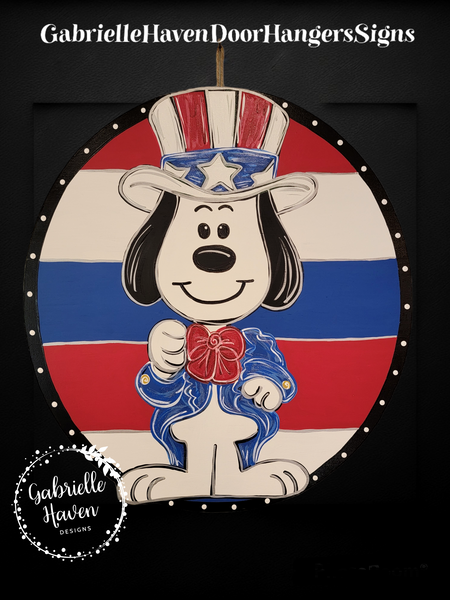 Uncle Sam Snoopy, Striped Round Design