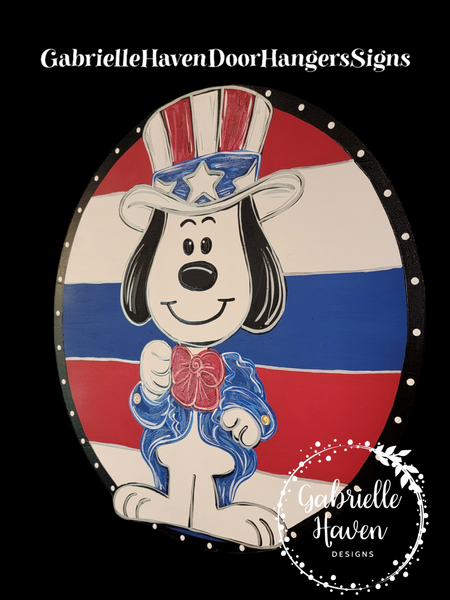 Uncle Sam Snoopy, Striped Round Design