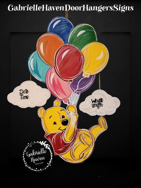 Winnie the Pooh Balloons Baby Sign