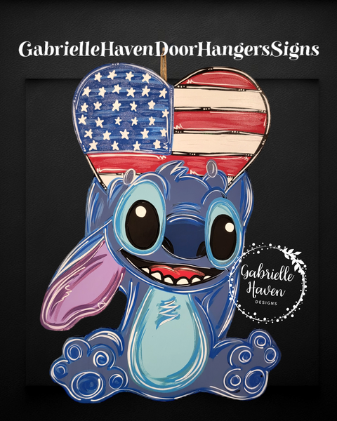 Stitch Patriotic Heart