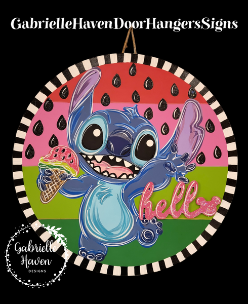 Stitch Watermelon Round - 3D Hello