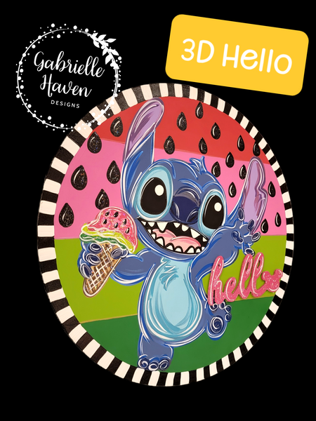 Stitch Watermelon Round - 3D Hello