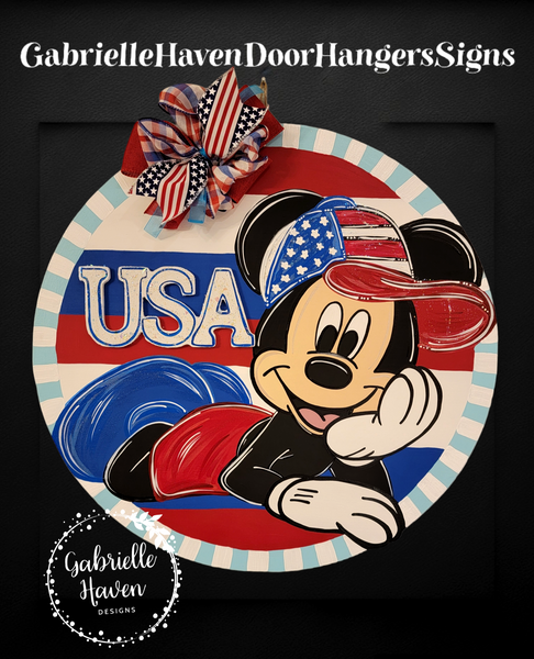 3D USA Patriotic Stripes Mickey Ball Cap