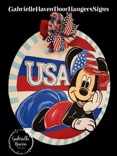 3D USA Patriotic Stripes Mickey Ball Cap