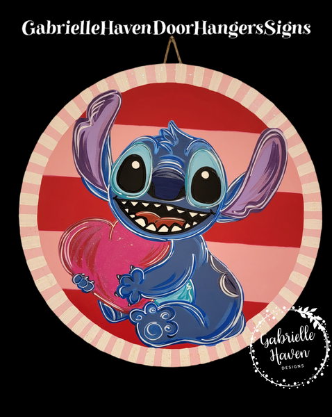 Stitch Valentine Heart & Stripes