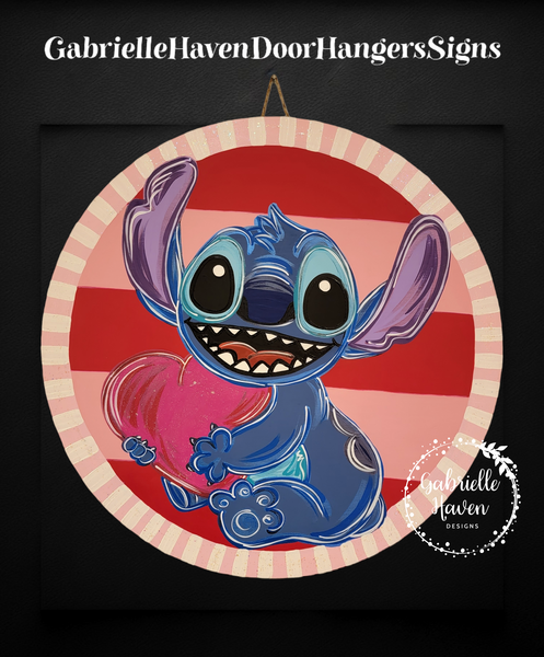 Stitch Valentine Heart & Stripes