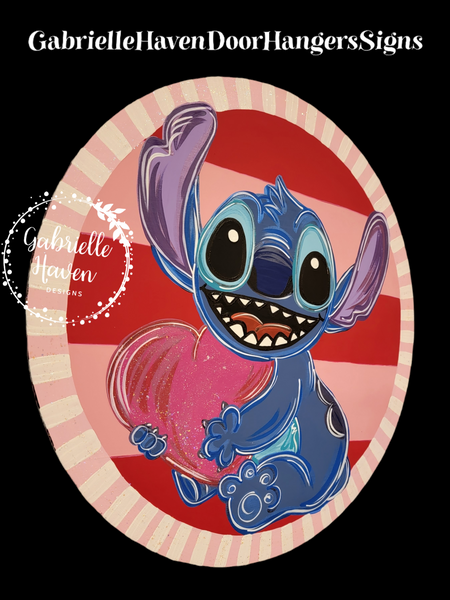 Stitch Valentine Heart & Stripes