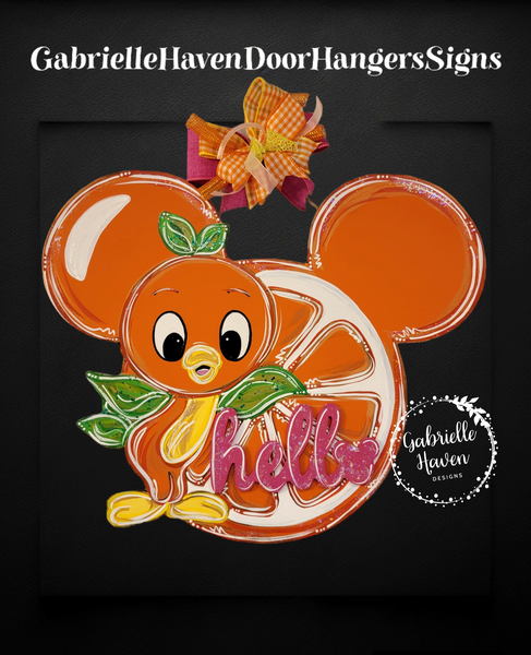 Orange Bird & Orange Mickey Mouse Ears, 3D Hello