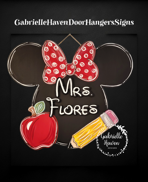 Minnie Teacher Sign with 3D personalization