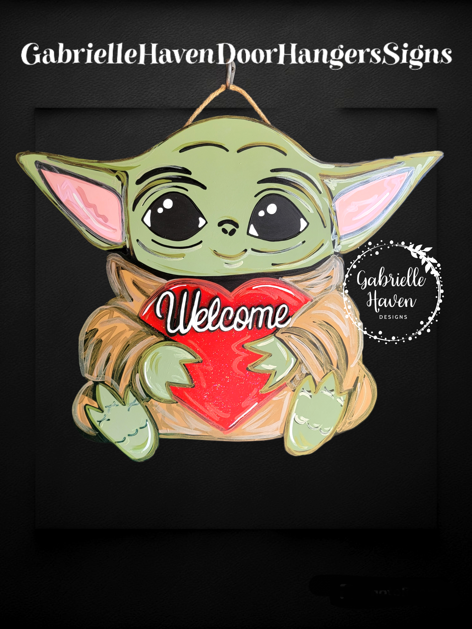 Baby Yoda with Heart, 3D Welcome