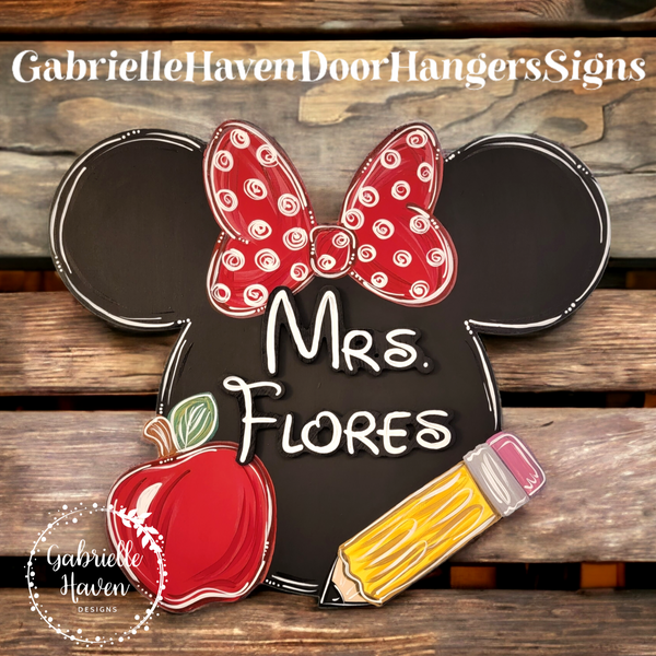 Minnie Teacher Sign with 3D personalization