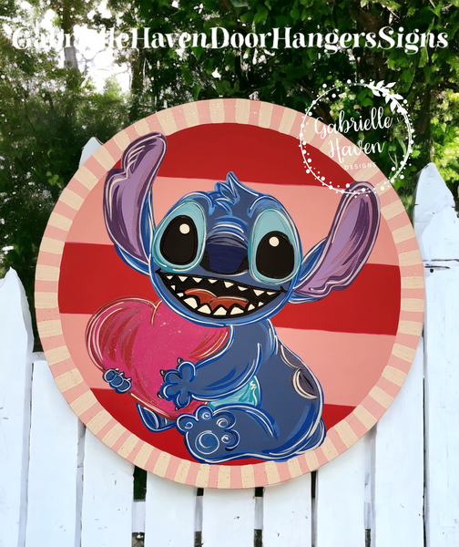 Stitch Valentine Heart & Stripes