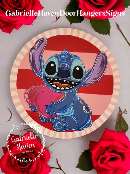 Stitch Valentine Heart & Stripes