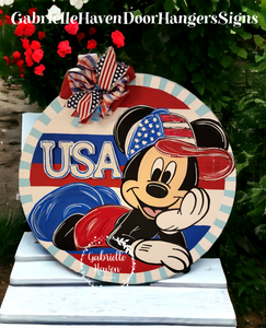 3D USA Patriotic Stripes Mickey Ball Cap