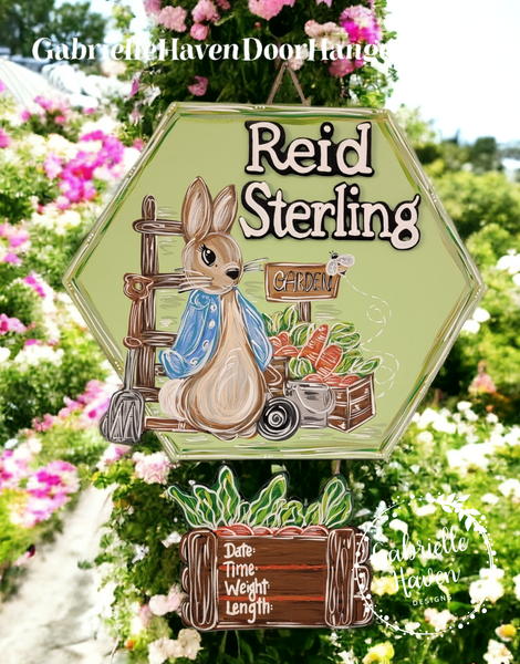 Peter Rabbit with Birth Stats & 3D name