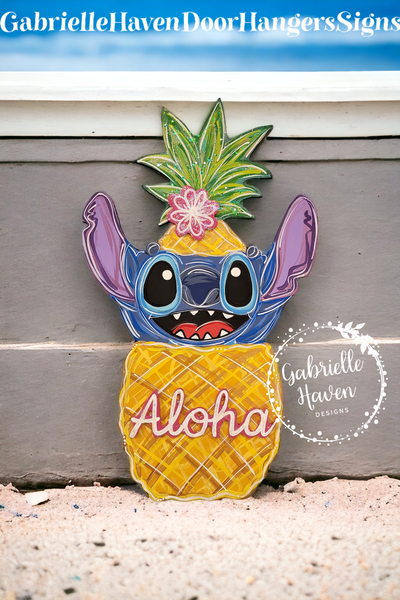 Stitch Pineapple, 3D flower & Aloha