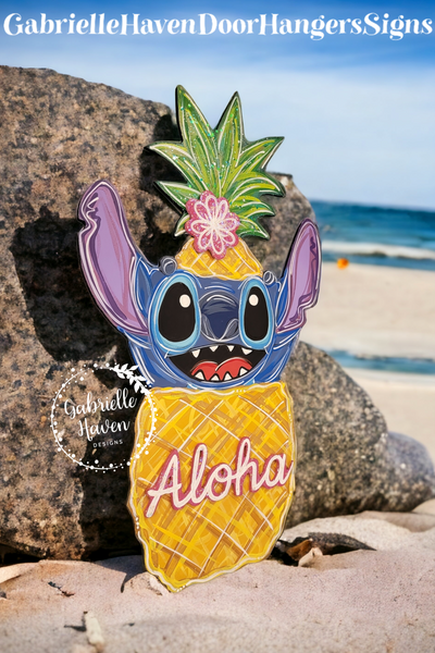 Stitch Pineapple, 3D flower & Aloha