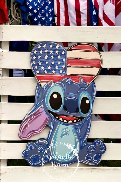 Stitch Patriotic Heart