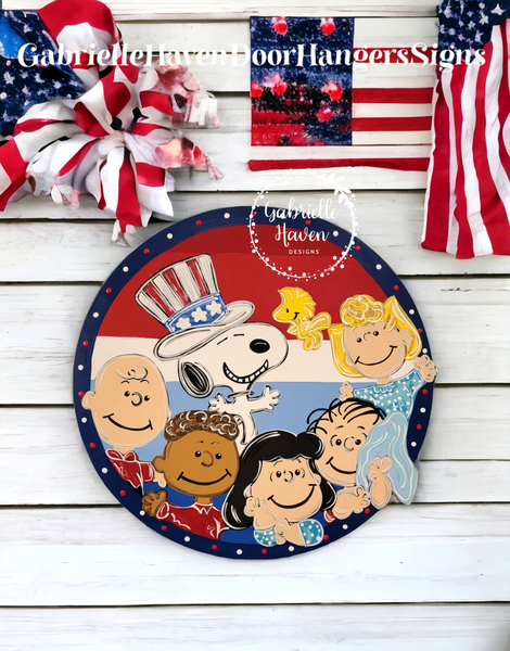 Peanuts Gang Patriotic Stripes