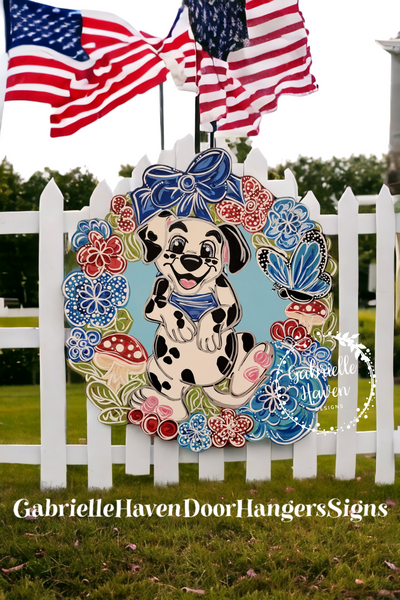 101 Dalmatians Flower Wreath Patriotic