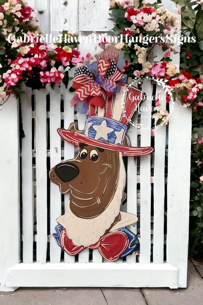 Uncle Sam Door Hanger, Patriotic Scooby, Patriotic Door Hanger